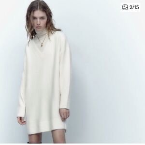 ZARA Cream Turtleneck Sweater Dress